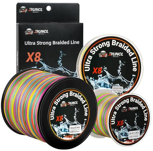 RUNCL geflochtene Angelschnur, 8 Stränge, ultra stark, geflochtene Schnur, kleiner Durchmesser, kein Speicher, keine Verlängerung, C - 1093Yds/1000M(8 Strands), 60LB(27.2kgs)/0.37mm/5.0#