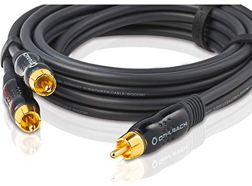 Oehlbach BOOOM - Subwoofer Y-Cinch-Kabel (2 x Cinch auf 1 x Cinch, druckvolle Basswiedergabe & effektive Schirmung) - anthrazit, 15 Meter