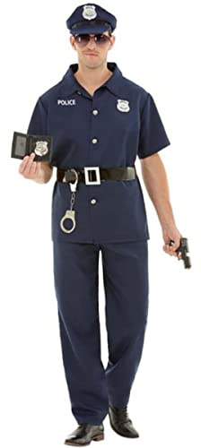 Funidelia | Disfraz de policía para hombre Guardia, Agente, FBI, Profesiones - Disfraz para adultos y divertidos accesorios para Fiestas, Carnaval y Halloween - Talla S - Azul