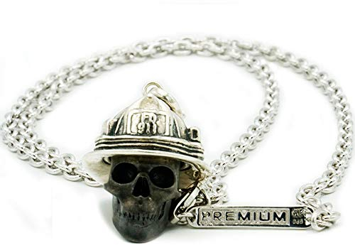 Einsatzgeil Premium Collection | Modell Skull | 925er Silberkette + Silber-Anhänger | Edler Feuerwehr Echtsilber-Schmuck Hals-Kette | Herren Damen Kinder |