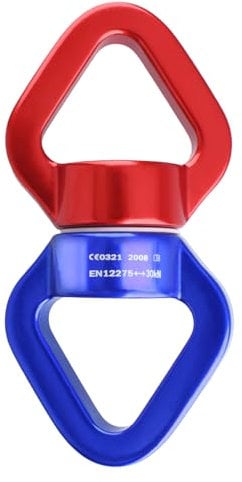TRIWONDER 30KN 360 ° Rotator Swing Spinner Sicherheitsgerät, Rotationsgerät Karabiner für Klettern Hängematte (Rot & Blau)