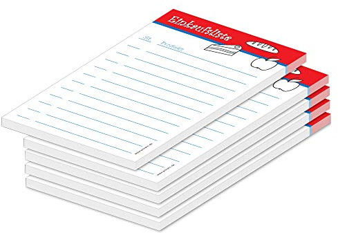 PRICARO Einkaufsliste Food, magnetisch, rot, A6, 25 Blatt, 5 Stück