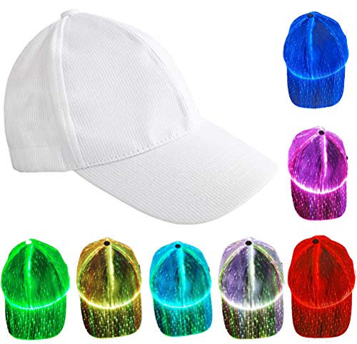 Akemaio Halloween Farbwechsel LED Leuchtkappe Weihnachten Fiber Optic Baseball Hip Hop Cap