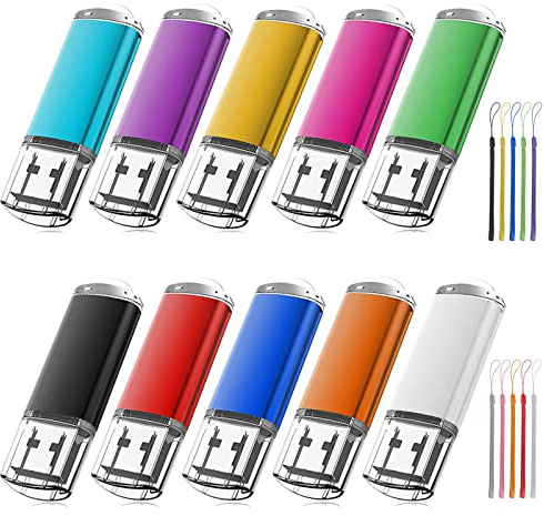 EASTBULL 10 Stück 8 GB USB-Stick 2.0 Speichersticks, bunt, Speicherstick 8 GB, 10 Stück, Datenspeicher, tragbar, günstig, Geschenk, USB-Stick, mehrfarbig