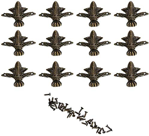 Namvo 12 STK Vintage Metall dekorative Fü?e Bein Schmuck Andenken Holz Box Rand Wache Ecke Beschützer grün Bronze，3X3X4CM, mit 8-mm-Schrauben