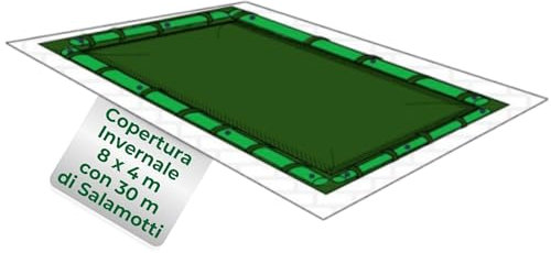 Copertura Invernale per Piscina con salamotti di fissaggio inclusi (Verde, 8 x 4 m)