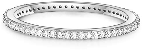 GLANZSTÜCKE MÜNCHEN Damen Ring aus 925/- Sterling Silber rhodiniert mit Zirkonia ca. 1,3 mm 60603141