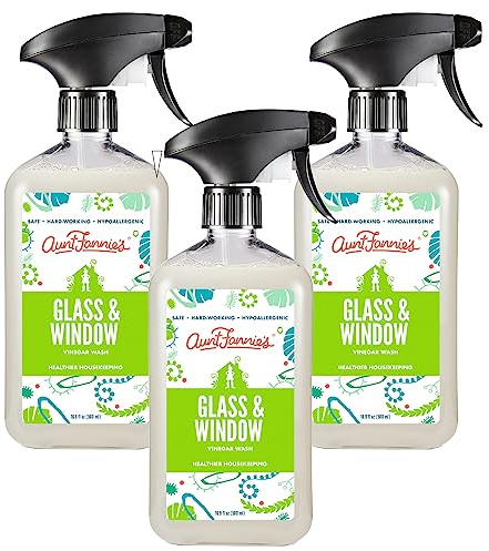 Aunt Fannie's Glass & Window Cleaning Vinegar Spray, Natural Streak-Free Spray 16.9 Ounces (Pack of 3)