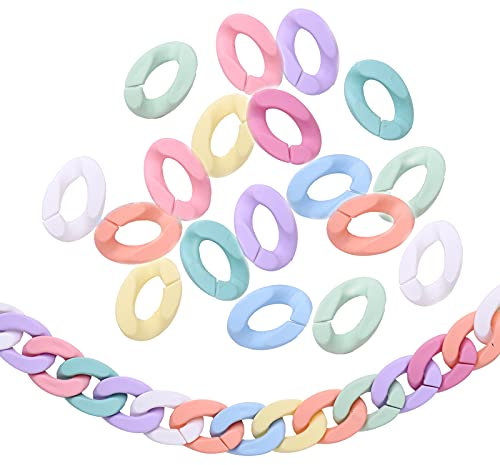 Airssory 45 Pcs 30mm 9 Colors Frosted Rubber Style Resin Plastic Linking Rings Curb Twist Chains Quick Link Connectors Findings for Bag Strap Necklace Earring Making