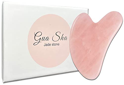 KUNSTIFY Premium Rosenquarz Gua Sha Naturstein – Herzform Massagestein - Gesichtsstein für Anti Aging