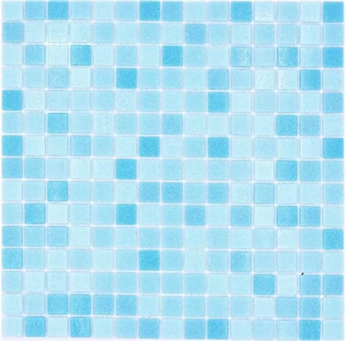 Piastrelle a mosaico in vetro Classic Mix di vetro azzurro 4 F incollate carta mosaico, mosaici per piscina mosaici MOS210-PA331