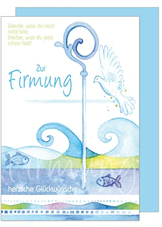 Edition Seidel Premium Glückwunschkarte zur Firmung mit Umschlag. Firmungskarte Grusskarte Taube Wasser Fisch Junge Mädchen Karte (FI108 SW022)