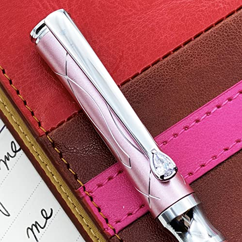 LACHIEVA LUX Stylo à bille de luxe pour femmes avec cristal élégant et recharges de fabrication allemande - Rose