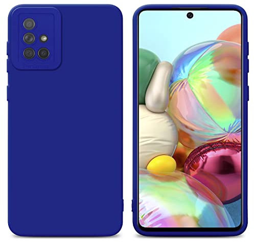 Cadorabo Hülle kompatibel mit Samsung Galaxy A71 4G Schutzhülle TPU Silikon Case Liquid Design mit Kameraschutz Slim Kratzfest Weiche Gummi mit Rundumschutz Case Hülle für Galaxy A71 4G in Blau