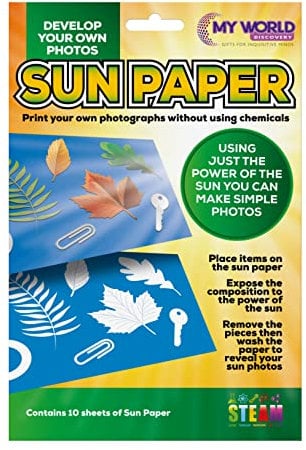 Funtime Gifts Sun Print Paper - 10 Light Sensitive Sheets for Solar Printing, Develop Your Own Photos, Educational STEM Cyanotype Kit for Art & Science, Print Unique Designs Using Sunlight