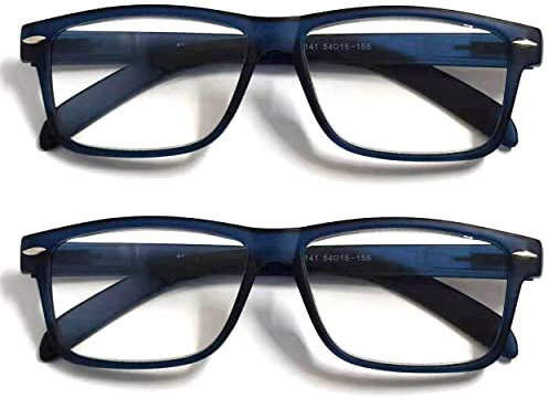 TWINKLE TWINKLE Reading Glasses Men Women Readers Glasses Comfort Spring Hinge Lightweight Eyeglasses for Reading R141 (2 Pairs Matte Blue, +0.50 Magnification)