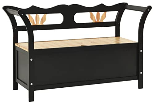 vidaXL Sitzbank Schwarz 107x45x75,5 cm Massivholz Tanne