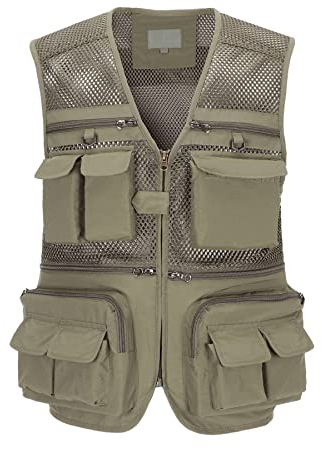 Btmpmcs Homme Gilet de Pêche Sans Manches Veste avec Multi-Poches Gilets de Loisirs en Maille Léger Respirant à Séchage Rapide Gilet de Plein air Veste de Sport de Photographie