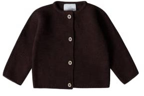 Stellou & friends CardiganStrickjacke für Baby & Kleinkind mit Knöpfen in HolzOptik, Mädchen & Jungen Hochwertige Kleidung aus 100% Baumwolle, Perfekt für Herbst & Winter 50/56 Dunkelbraun