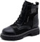 Eralom Botines de encaje para el verano, botas de tobillo para mujer de cuero transpirable para mujer de tacón plano 3CM, Negro , 36 EU