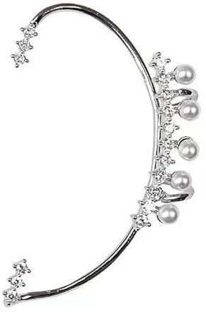 BSLVWG 2 PCS Perle Manschette Ohrring für Frauen, nicht Piercing Silber Perle Cubic Zirkonia Ohr Wrap Kletterer Crawler Einstellbare Ohrhaken Crawler Kletterer Knorpel Ohrringe für Teen Mädchen