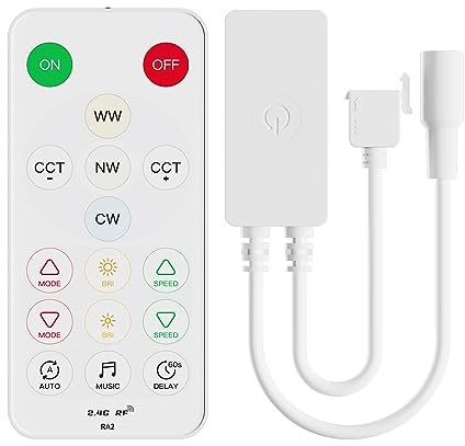 PAUTIX Intelligent Bluetooth Kontroller RF Ferndimmer für CCT COB LED Streifen, iOS/Andriod-App-Steuerung, 2,4 G RF Funkfernbedienung,mit Timing-Funktion,Musikmodus, Gruppensteuerung