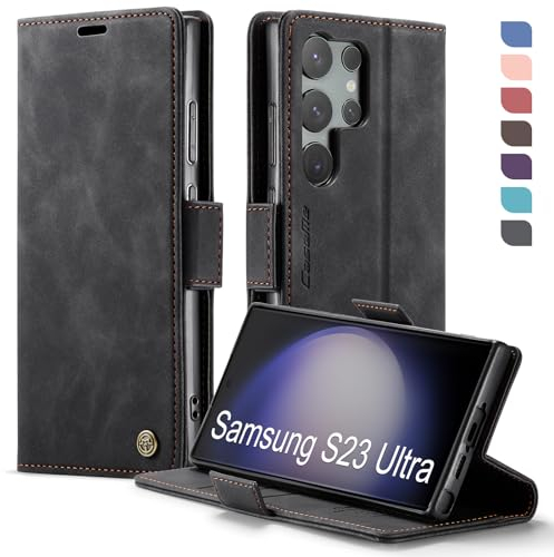 XYGLOW Coque pour Samsung Galaxy S23 Ultra 5G Etui Housse【RFID Blocage】 Premium en Cuir PU Pochette de Portefeuille Fermeture Magnetique Flip Case Rabat Clapet pour Samsung S23 Ultra Étui, Noir