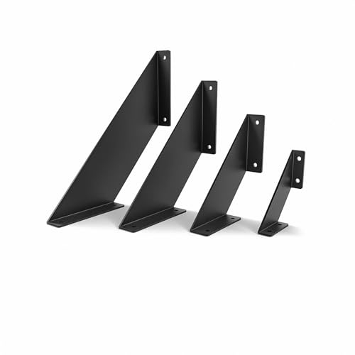 HEVVA Lichtenberg - Supporto per scaffale, 10/15/20/25 cm, a forma di L, da parete, per console (1 supporto – nero, 15 cm)