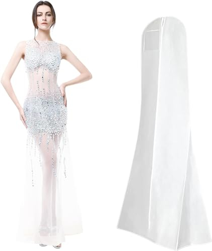 Kleidersack Brautkleid Staub Kleiderhülle Lang - Brautkleidhülle Kleidersack Lang 180 cm Kleidung Aufbewahrung - für Dress Abendkleider Brautkleider