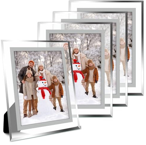 The Stories of Us 8x10 Picture Frames, HD Glass Photo Frame for Tabletop Horizontally or Vertically, 4 Pack