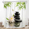 XHCEOH Rideau de douche en bambou avec motif lotus zen et feuilles vertes - Style rustique - Avec crochets - 177 x 178 cm