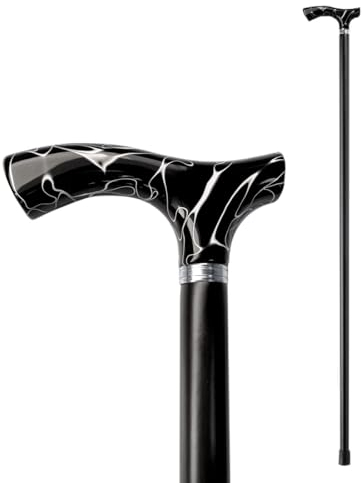 Flexor - Eleganter Gehstock aus Holz | Herren Spazierstock mit schwarz meliertem Methacrylat Griff | Leicht & Bequem | Flexor Care