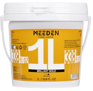 MEEDEN Metallico Oro Colori Acrilici: 1L Corpo Pesante Gloss Non Tossici - Colori Acrilici per Dipingere, per Tela, Legno e Pietra, Adatto per Principianti e Professionisti