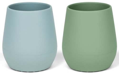 HOTUT Tazas de Entrenamiento de Silicona 100%, 2pcs Vaso de Silicona para Bebé, Taza de Entrenamiento para Niños Pequeños y Bebés, Mini Cup, Apto para el Entrenamiento de alimentación Infantil