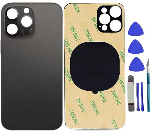 Mingxiong 14 Pro Ersatz-Glasabdeckung für iPhone 14 Pro, Rückglas mit vorinstalliertem Kleber und Reparaturwerkzeugset (Space Black)