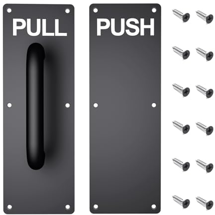 REAMTOP Push Pull Door Handle Set, Black Fingerprint-Proof Heavy Duty Plates for Wooden & Aluminum Door, Perfect for Garage, Restaurant & Business Place (300 X 100 mm)