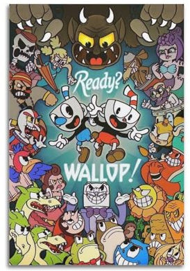KPNEUDCZZ Cuphead-Videospiel-Poster, dekorative Malerei, Leinwand, Wandposter und Kunstdruck, moderne Familienschlafzimmer-Dekoration, Poster, 20 x 30 cm