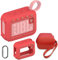 Silicone Cover and Hard Travel Case for JBL Go 4 Ultra Portable Bluetooth Speaker, Accessories for JBL Go 4 Pro Sound Bluetooth Speaker Stand Up Holder (Hard Case and Silicone Case) (Red Case)