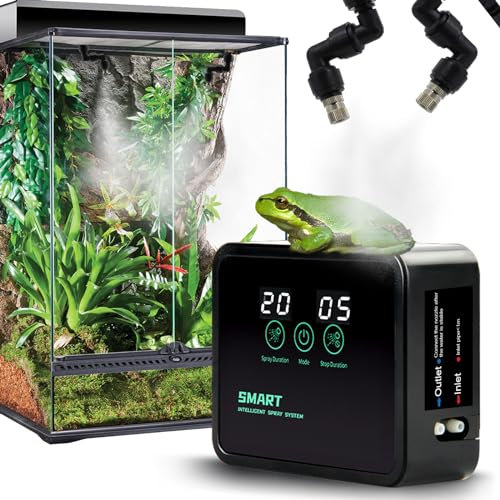 MECESOR Reptile Humidifier Smart Misting System for Terrariums, Automatic with Timer, 360° Adjustable Misting Nozzles for Chameleons, Snakes, Frogs, Lizards, Turtles