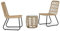 HEFZGDB 3-TLG. Bistro-Set Poly Rattan Eiche Gartenstühle Gartenmöbel Set Gartentisch Geeignet für Terrasse, Garten, Pool.