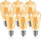 E27 Edison Screw Bulb, ST64 Vintage Filament Light Bulb, 6W 550LM (Equivalent to 60W), 2200K Warm White, Retro Amber Glass, Non-dimmable, Pack of 6