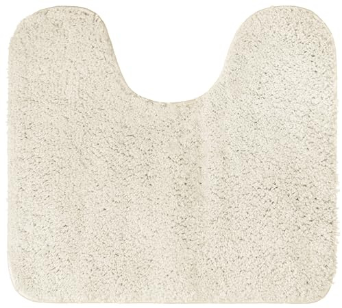 Brandsseller WC Vorleger 45x50 cm mit Ausschnitt aus weichem Mikrofaserstoff rutschfeste Badteppichmatte für Toilette WC-Beige