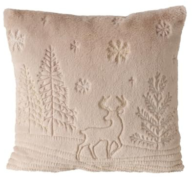 Dekoratives Kissen mit Hirschmotiv, 45 x 45 cm, grau (Beige)