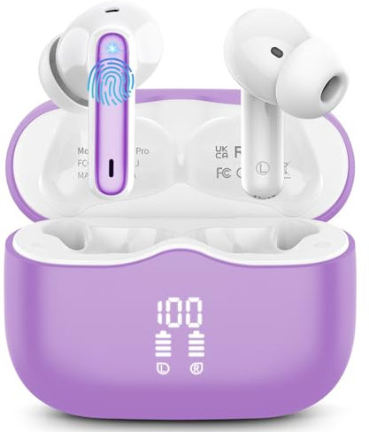 xinwld Wireless Earbuds, Bluetooth 5.3 Headphones in Ear with HiFi Stereo Deep Bass, 4 ENC Noise Cancelling Mic Wireless Earphones 40Hrs, Bluetooth Earbuds Dual LED Display, IP7 Waterproof, Off Purse