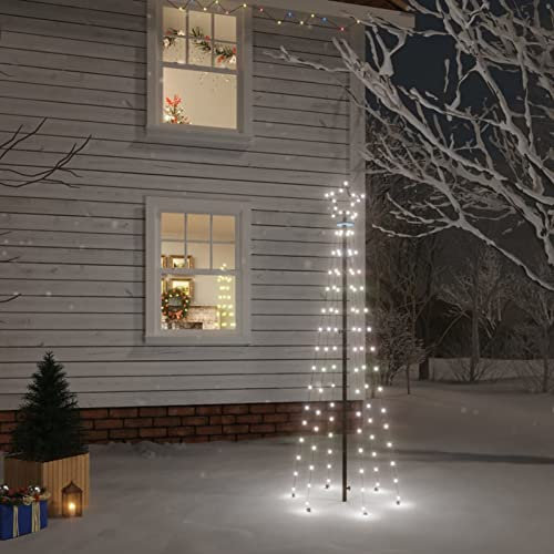 IKAYAA LED Metall Weihnachtsbaum Aussen Kegelform Weihnachtsbaum Metall Groß Kaltweiß 108 LEDs Tannenbaum Lichterbaum Weihnachtsdeko Aussen Weihnachtsbaum Tanne 180 cm
