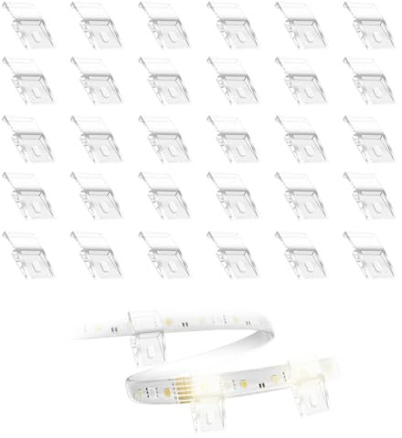 Smomend 30pcs Led Strip Befestigung, Transparente Lichtstreifen-Clips selbstklebend mit Schrauben Montage, Led Strip Zubehör Passend Für Von 10mm, Led Streifen Halterung,Inklusive Schrauben