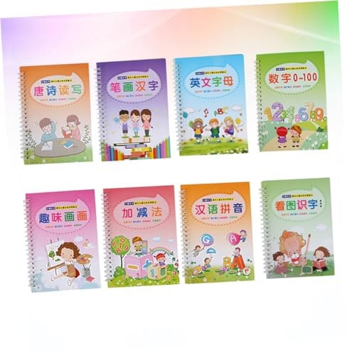 SHOWERORO Schreiben Lernen Wiederverwendbares Kalligraphie Übungsheft Für Kinder Mit Groove-design Zum Üben Von Chinesisch Und Englisch