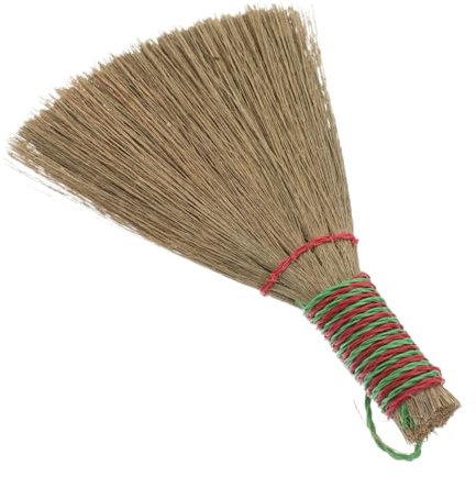 DECHOUS Woven Miscanthus Broom with Bamboo Handle for Indoor Cleaning Lightweight Handheld Sweeper for Living Room Bedroom and Kitchen Dust Removal