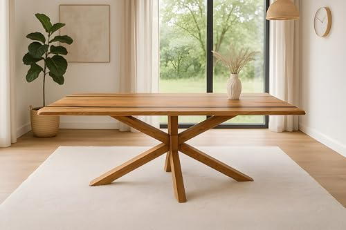 SAM Esstisch Pedro Epoxy 240x100 cm Akazie Natur Baumkante Spider Holz | Baumkantentisch massiv, Akazienholz naturfarben, Resin/Epoxidharz-River in Schwarz