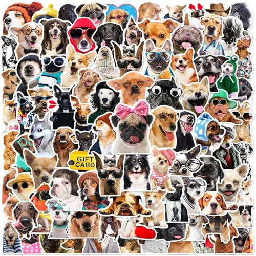 100PCS Funny Dog Meme Stickers Pack - Waterproof Vinyl Animal Stickers for Laptop, Water Bottle, Skateboard - Unique Gifts for Kids, Teens, Adults (No Repeats) 